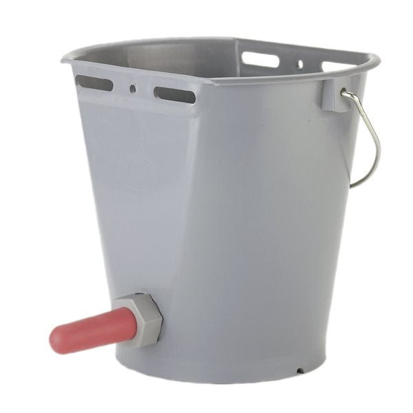 Kerbl Plastic Calf Bucket 8L - With Red Teat & Valve