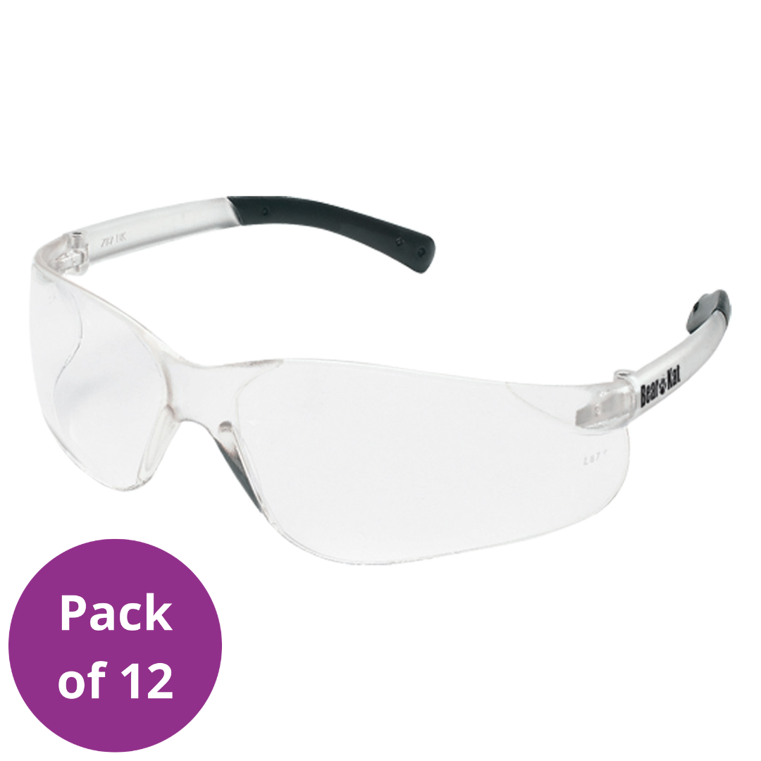 Bear Kat Safety Glasses, Clear Lens, Anti-Fog/Anti-Scratch - pk/12