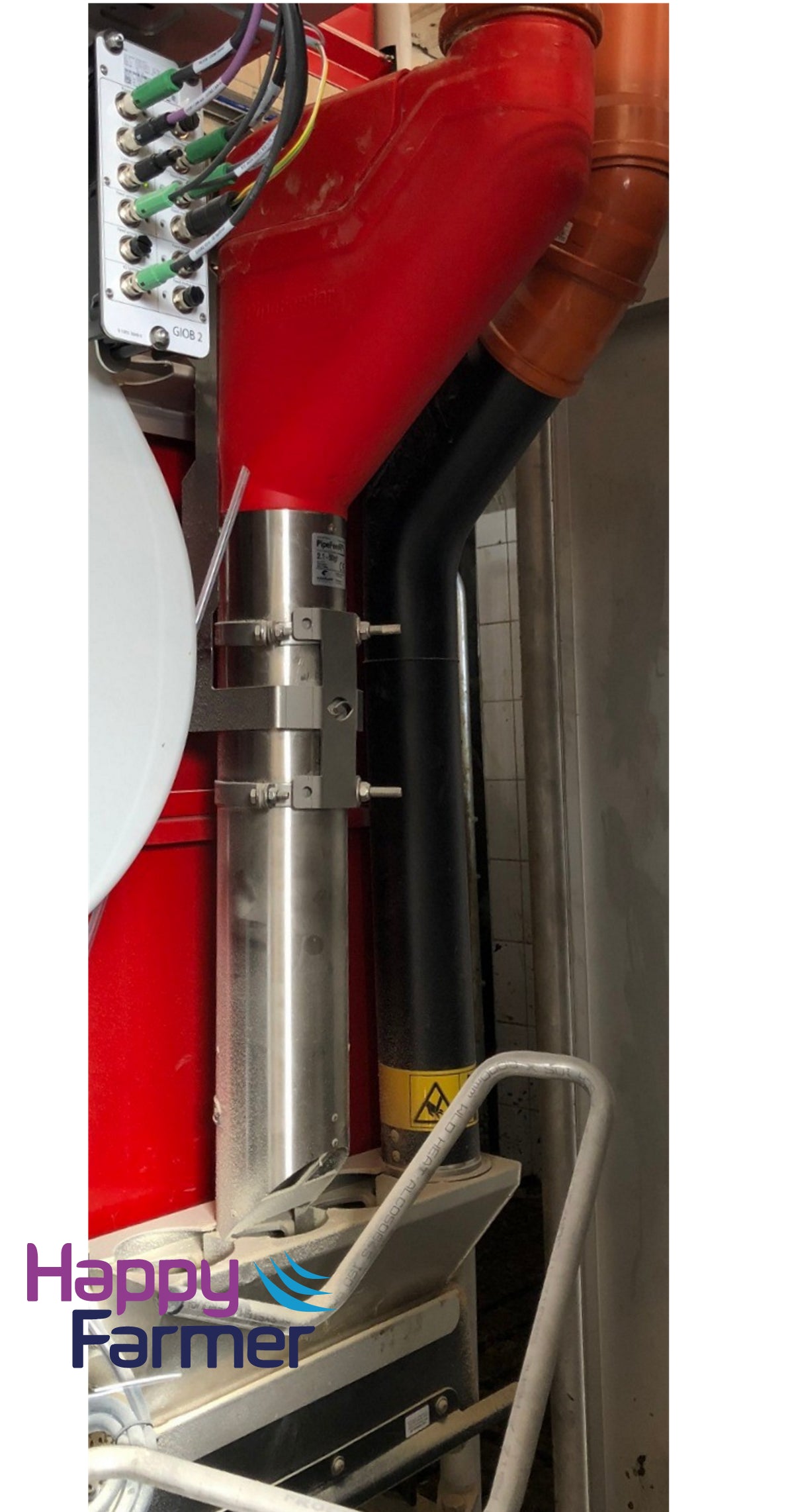 Pipe Feeder short, red with Mounting bracket Lely A4 / A5