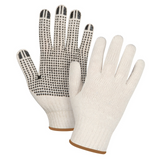 Heavyweight Dotted String Knit Gloves, Poly/Cotton, Single Sided, 7 Gauge